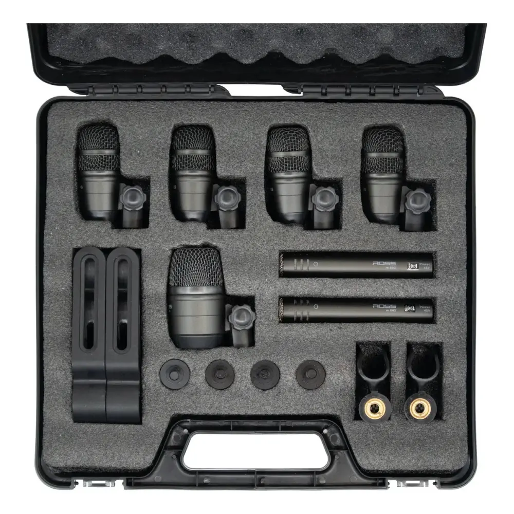 Set 7 Microfonos Para Bateria con Estuche Ross M814