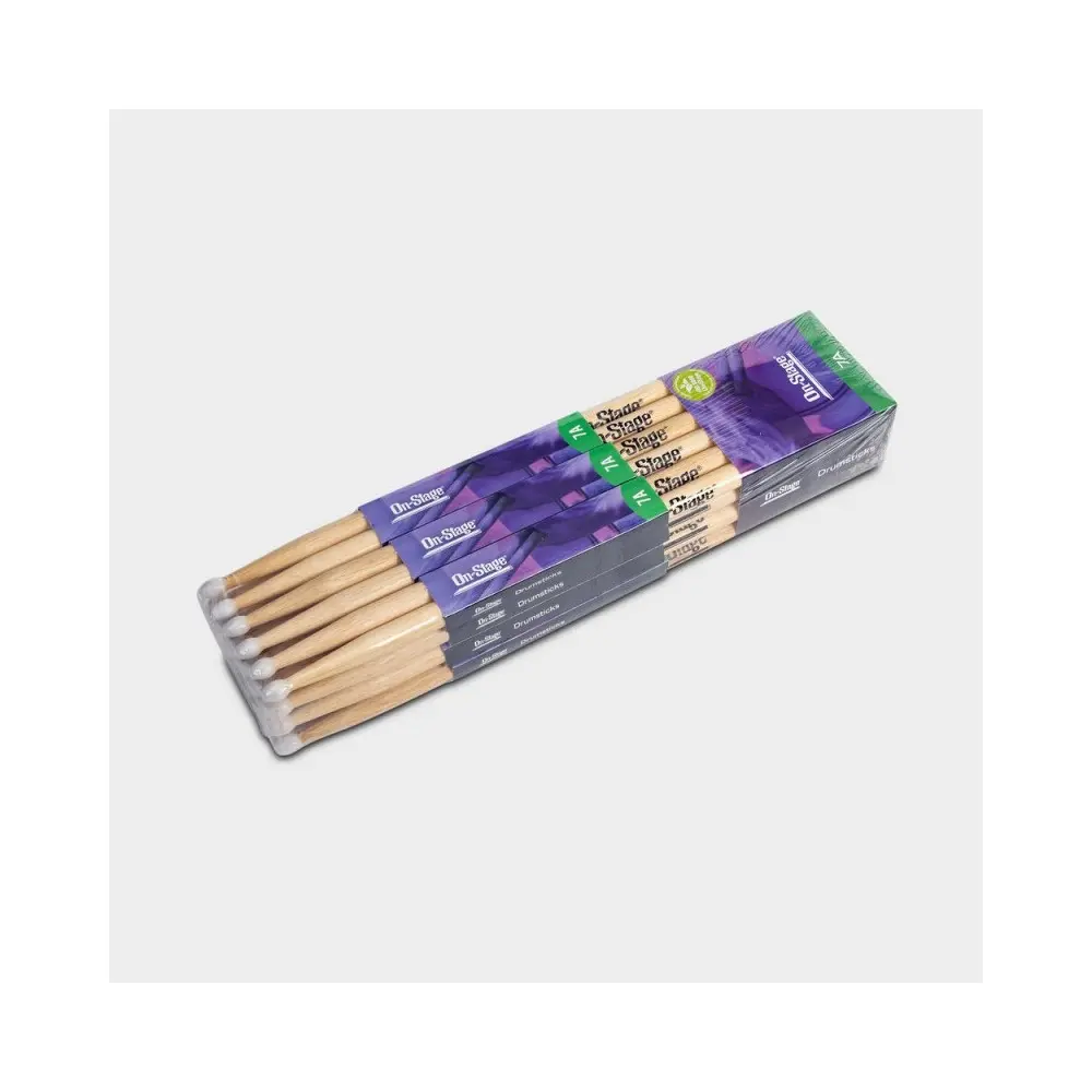 Palillos de Hickory (7A, punta de nailon, 12 unidades) On Stage HN7A