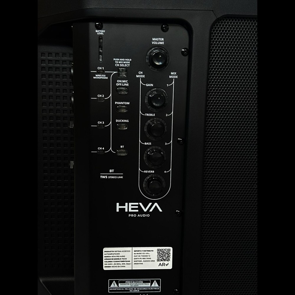 Bafle Activo 8" Recagable con Bluetooth Heva Pro Audio PB200