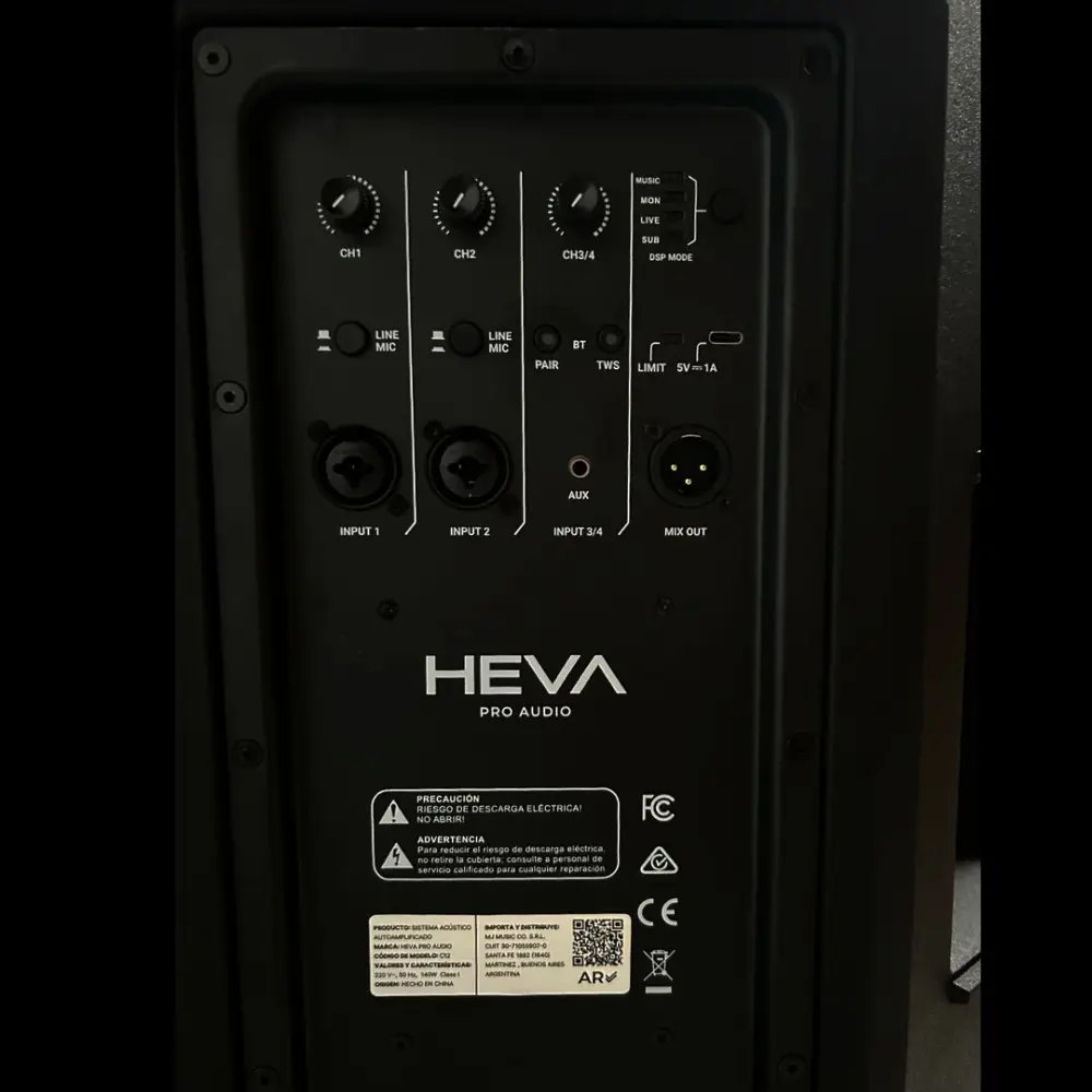 Bafle Activo 12" 280W con Bluetooth Heva Pro Audio C12