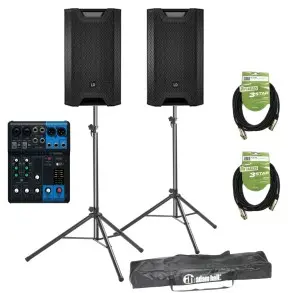 Sistema PA 2 Bafles 12" LD Systems ICOA Mixer Yamaha Soportes y Cables Adam