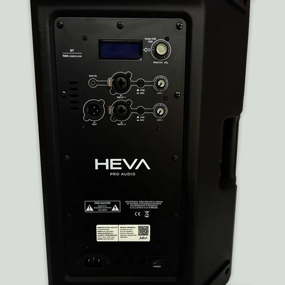 Bafle Activo 12" con Bluetooth 500W DSP LCD Heva Pro Audio D12