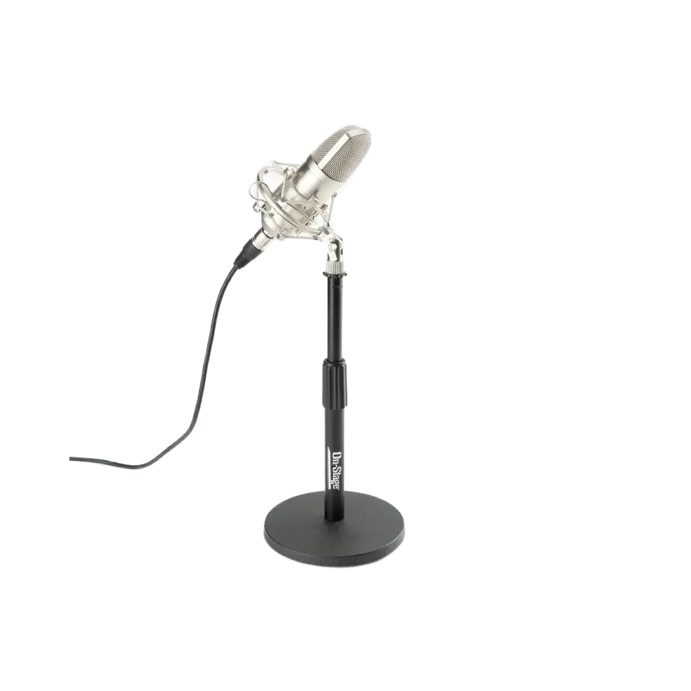Soporte de micrófono para escritorio ajustable On Stage DS7200B con base redonda