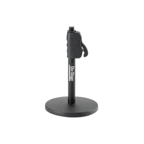 Soporte de Micrófono para Escritorio con Ajuste Rápido On Stage DS7200QRB base redonda