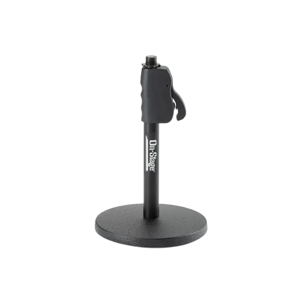 Soporte de Micrófono para Escritorio con Ajuste Rápido On Stage DS7200QRB base redonda
