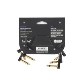Pack Cables interpedal x 3 15 Cm Flat Patch Plug Plug Angular On Stage OSPRO-FPC-3