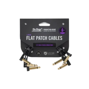 Pack Cables interpedal x 3 15 Cm Flat Patch Plug Plug Angular On Stage OSPRO-FPC-3