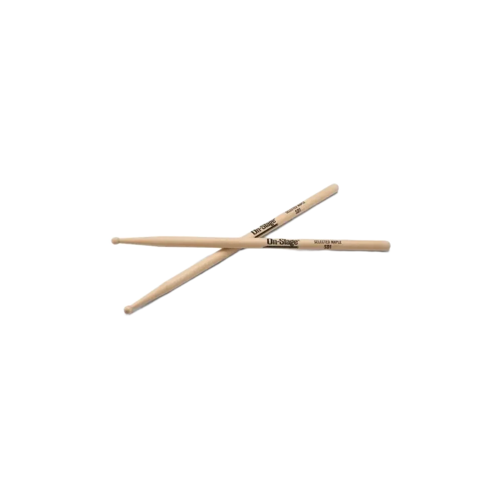 Palillos de Maple SD1, punta redonda On Stage MWSD1 Pack 12 Pares